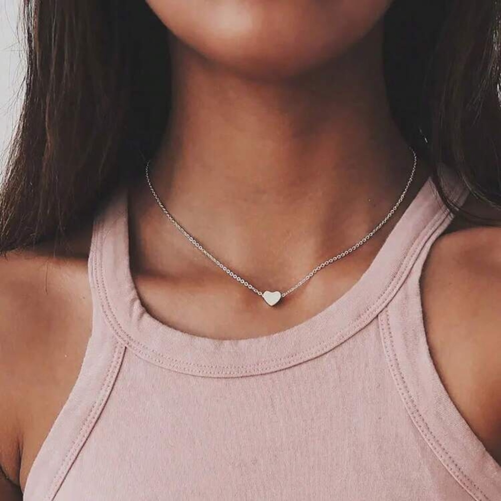 Silver plated small heart necklace